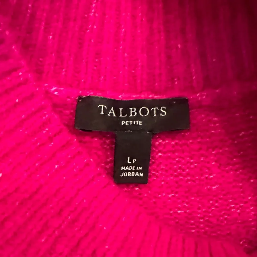 Talbots Large Petite Colorful Women's Sweater with Pink, White, and Gray Accents